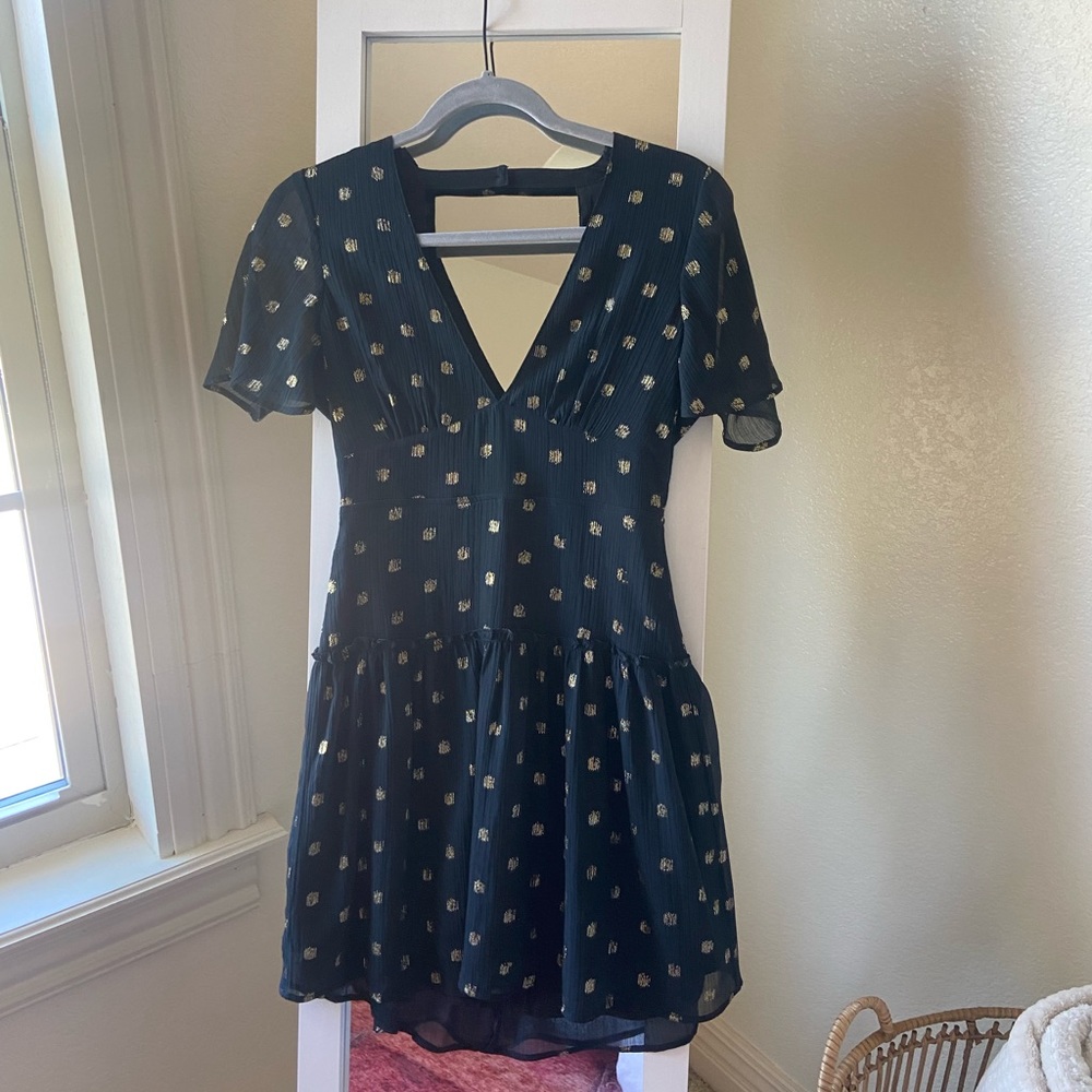 Black and gold cocktail dress